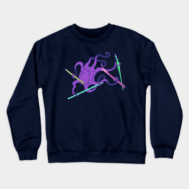 InkTober Octopus Purple Crewneck Sweatshirt by artfulfreddy